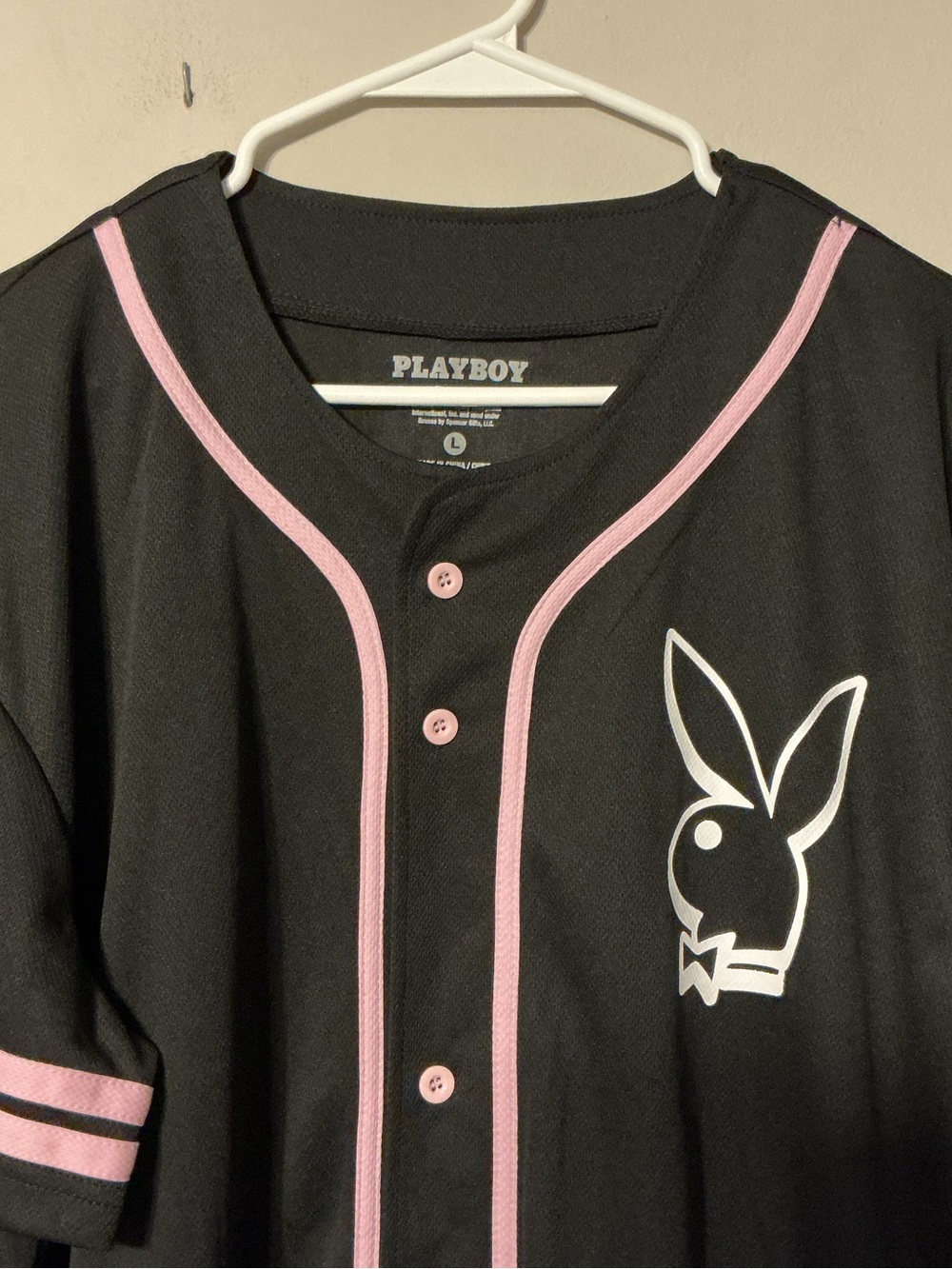 PLAYBOY Black Jersey with Pink Trim - Picture 2 of 9